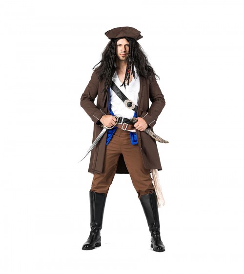 halloween brown pirate costume for men