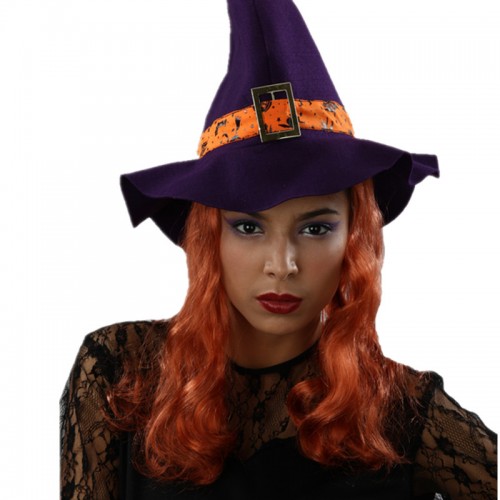 purple witch hat with Wigs for halloween