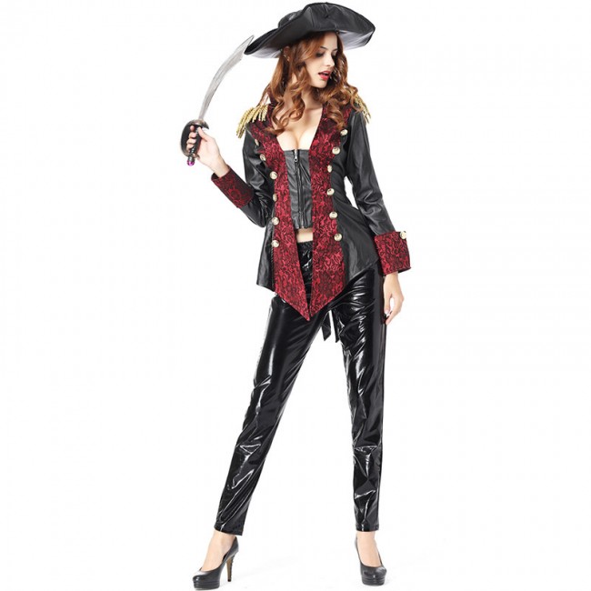 pirate captain costume for woman with hat