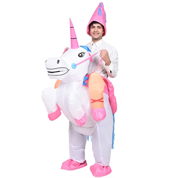Adult Unisex Inflatable Unicorn Halloween Party Costumes Full Face Walking Suits