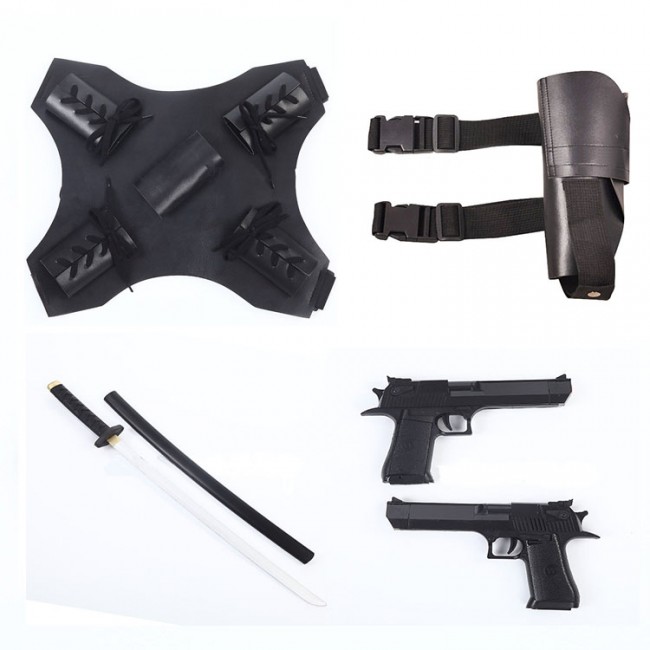 deadpool cosplay costume replica with swords for adult and kids