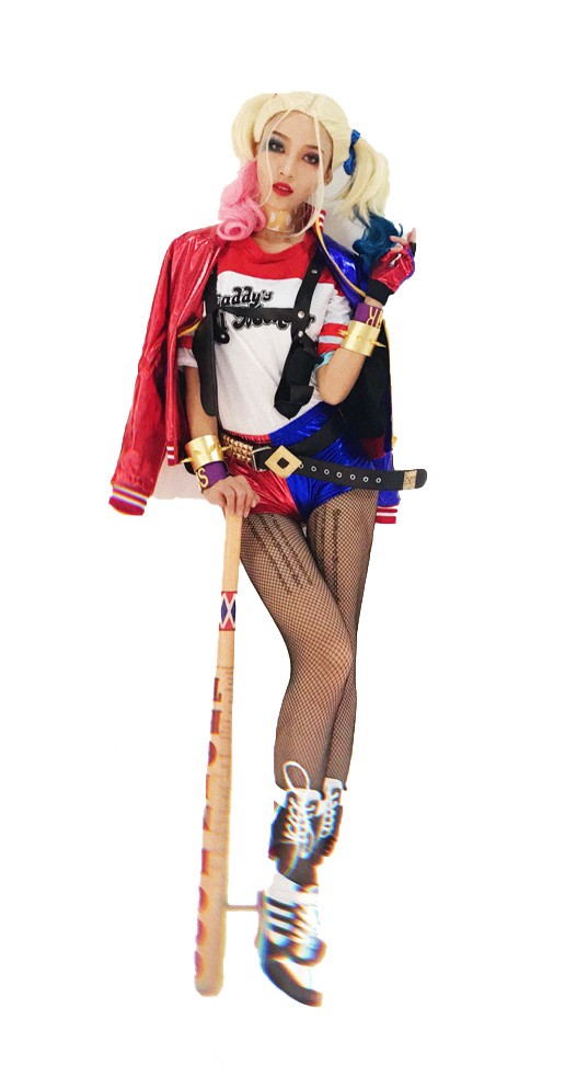 Halloween Adult Cosplay Harley Quinn Ladies Costume FULL Set Suicide Squad