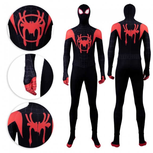 Miles Morales Black Spiderman Costume Suit Spider Verse