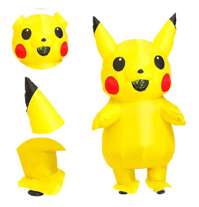 Adults Kids Inflatable Pikachu Costume Pokemon Cosplay Halloween Costume Outfit 