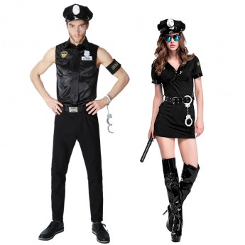 high quality couples halloween police costume